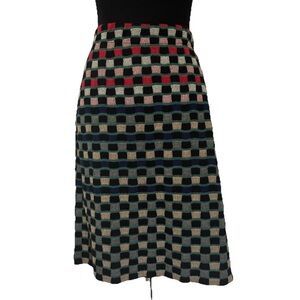Anthropologie Aldo Martins Knit Multicolor Checkered Skirt Size Large